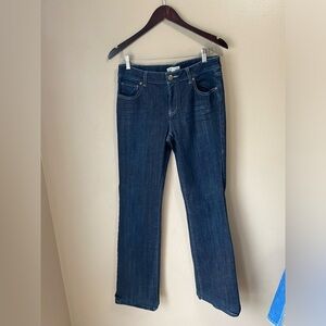 CAbi Wide Leg Dark Wash Mid Rise Flare Trouser Jeans